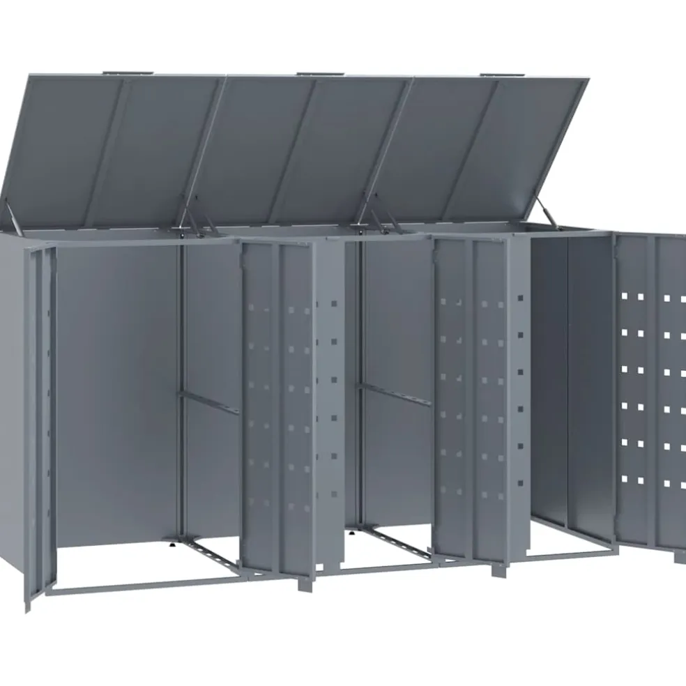vidaXL Containerberging voor 3 containers 207x79x117 cm staal grijs