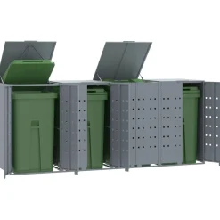 vidaXL Containerberging voor 4 containers 276x79x117 cm staal grijs