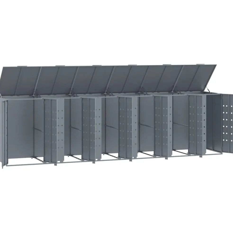 vidaXL Containerberging voor 6 containers 414x79x117 cm staal grijs