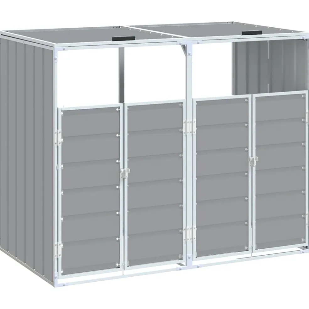 vidaXL Containerberging voor 2 containers 144x81x113 cm staal grijs