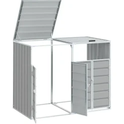 vidaXL Containerberging voor 2 containers 144x81x113 cm staal grijs