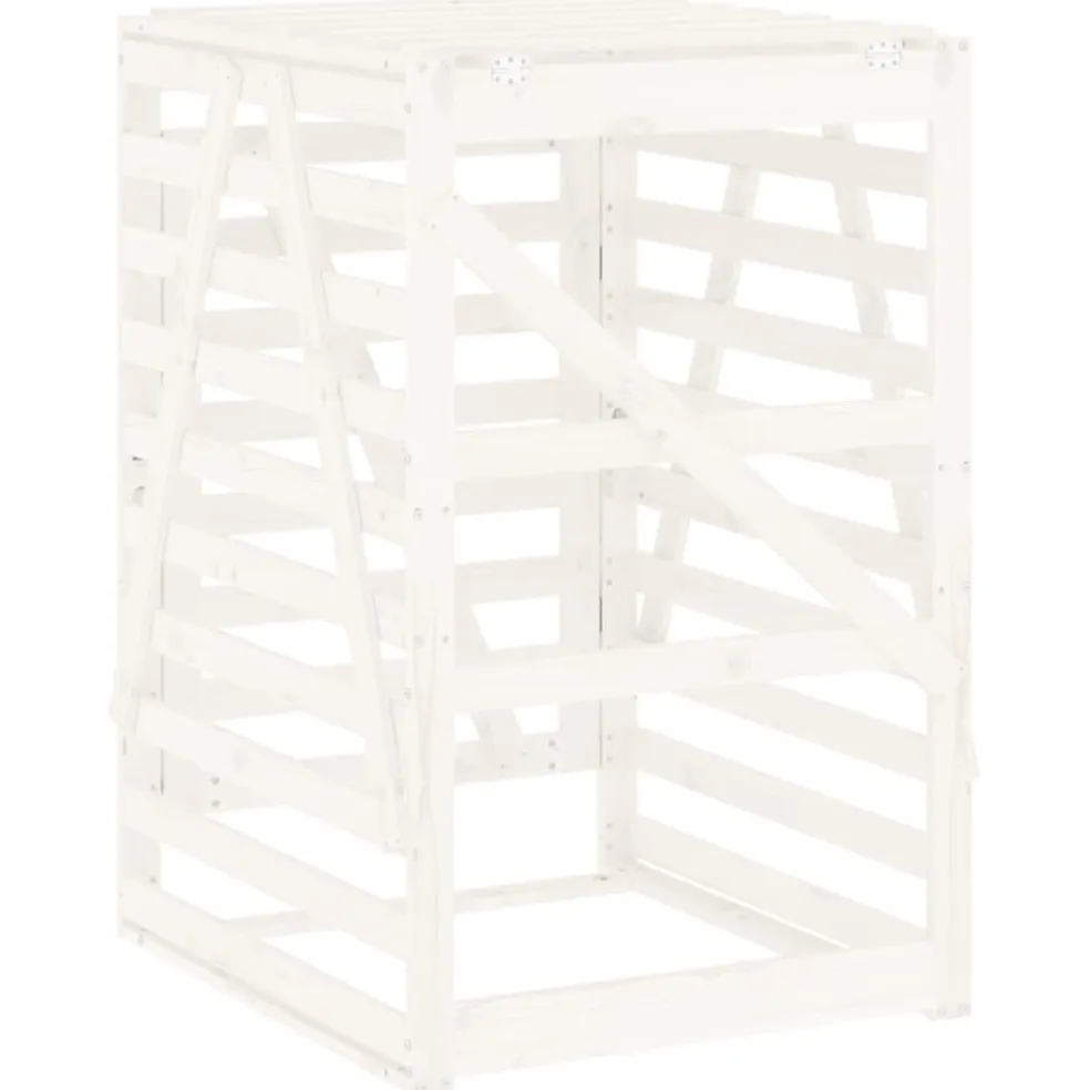 vidaXL Containerberging 84x90x128,5 cm massief grenenhout wit