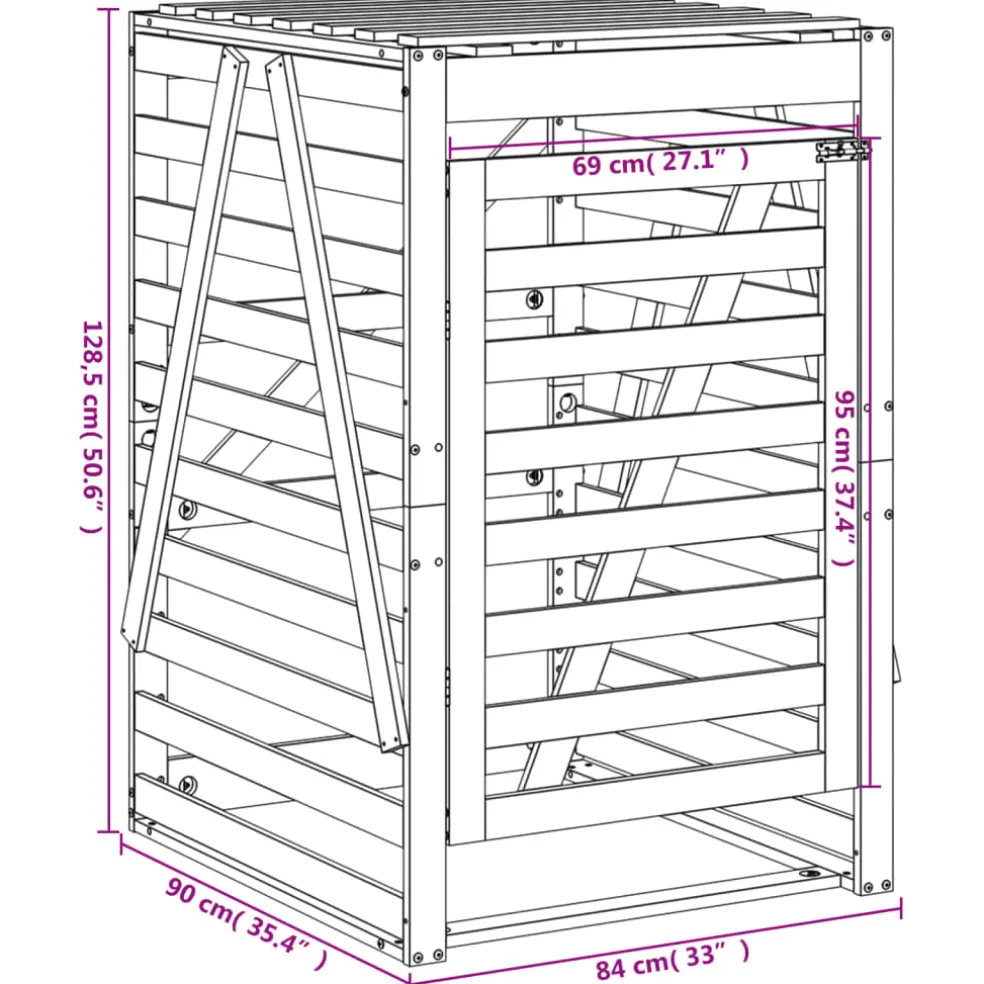 vidaXL Containerberging 84x90x128,5 cm massief grenenhout wit