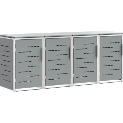 vidaXL Containerombouw for 4 Bins 240L Roestvrij staal Grijs