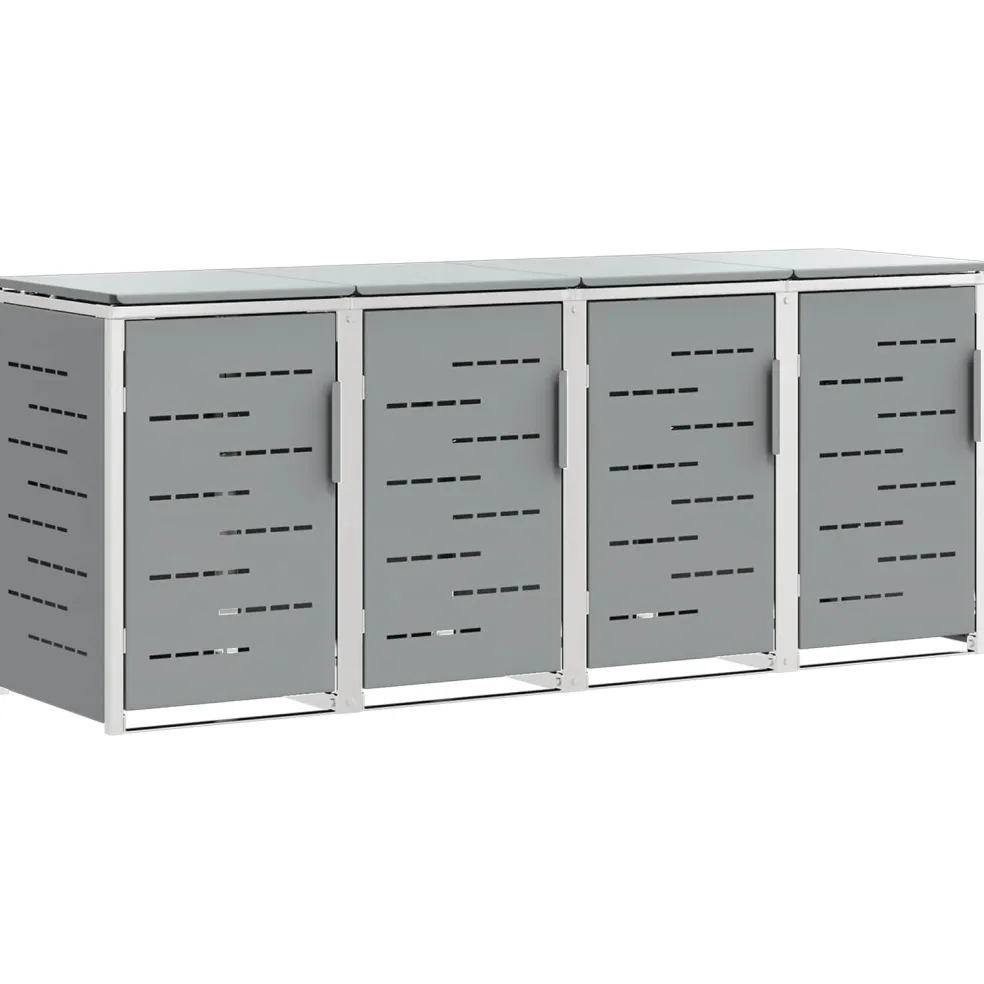 vidaXL Containerombouw for 4 Bins 240L Roestvrij staal Grijs