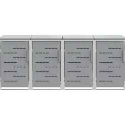 vidaXL Containerombouw for 4 Bins 240L Roestvrij staal Grijs