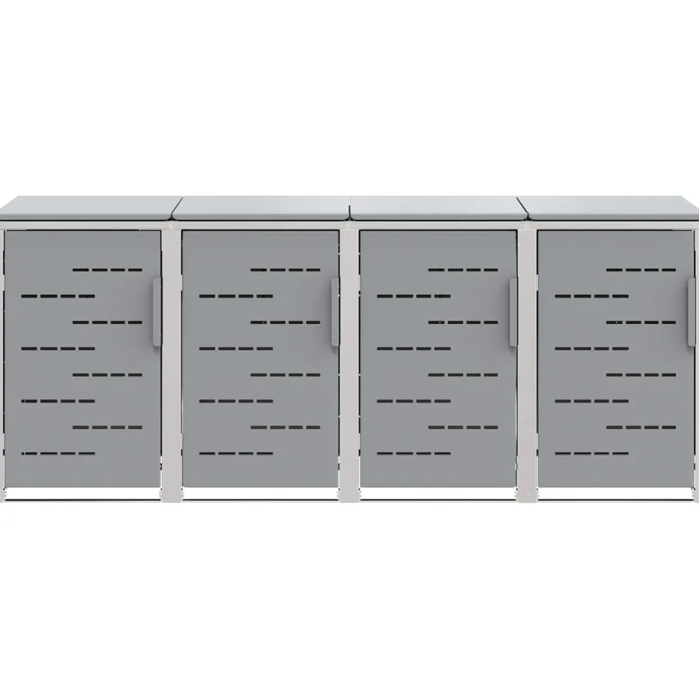 vidaXL Containerombouw for 4 Bins 240L Roestvrij staal Grijs