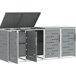 vidaXL Containerombouw for 4 Bins 240L Roestvrij staal Grijs