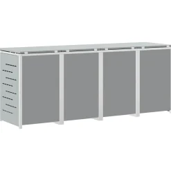 vidaXL Containerombouw for 4 Bins 240L Roestvrij staal Grijs