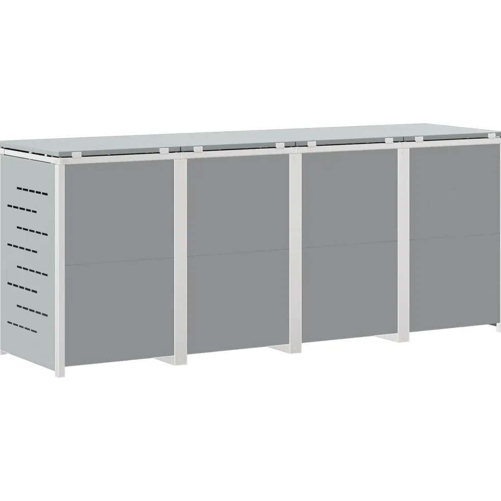 vidaXL Containerombouw for 4 Bins 240L Roestvrij staal Grijs