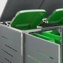 vidaXL Containerombouw for 4 Bins 240L Roestvrij staal Grijs