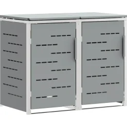 vidaXL Containerombouw for 2 Bins 240L Roestvrij staal Grijs