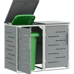 vidaXL Containerombouw for 2 Bins 240L Roestvrij staal Grijs