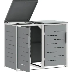 vidaXL Containerombouw for 2 Bins 240L Roestvrij staal Grijs