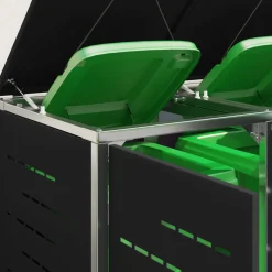 vidaXL Containerombouw for 4 Bins 240L Roestvrij staal Zwart