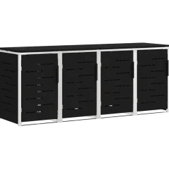 vidaXL Containerombouw for 4 Bins 240L Roestvrij staal Zwart