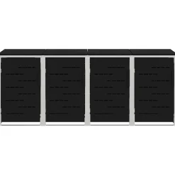 vidaXL Containerombouw for 4 Bins 240L Roestvrij staal Zwart