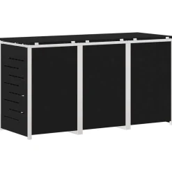 vidaXL Containerombouw for 3 Bins 240L Roestvrij staal Zwart