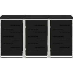 vidaXL Containerombouw for 3 Bins 240L Roestvrij staal Zwart