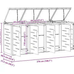 vidaXL Containerombouw for 4 Bins 240L Roestvrij staal
