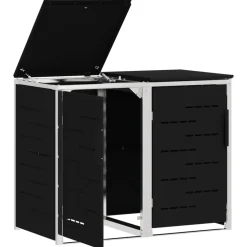vidaXL Containerombouw for 2 Bins 240L Roestvrij staal Zwart