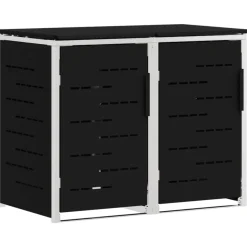 vidaXL Containerombouw for 2 Bins 240L Roestvrij staal Zwart