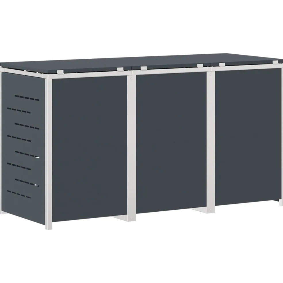 vidaXL Containerombouw for 3 Bins 240L Roestvrij staal