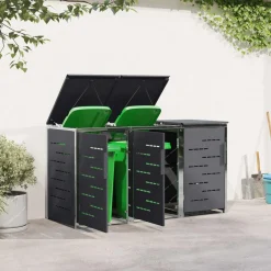 vidaXL Containerombouw for 3 Bins 240L Roestvrij staal