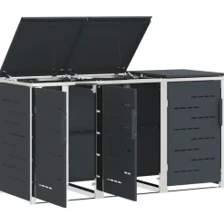 vidaXL Containerombouw for 3 Bins 240L Roestvrij staal