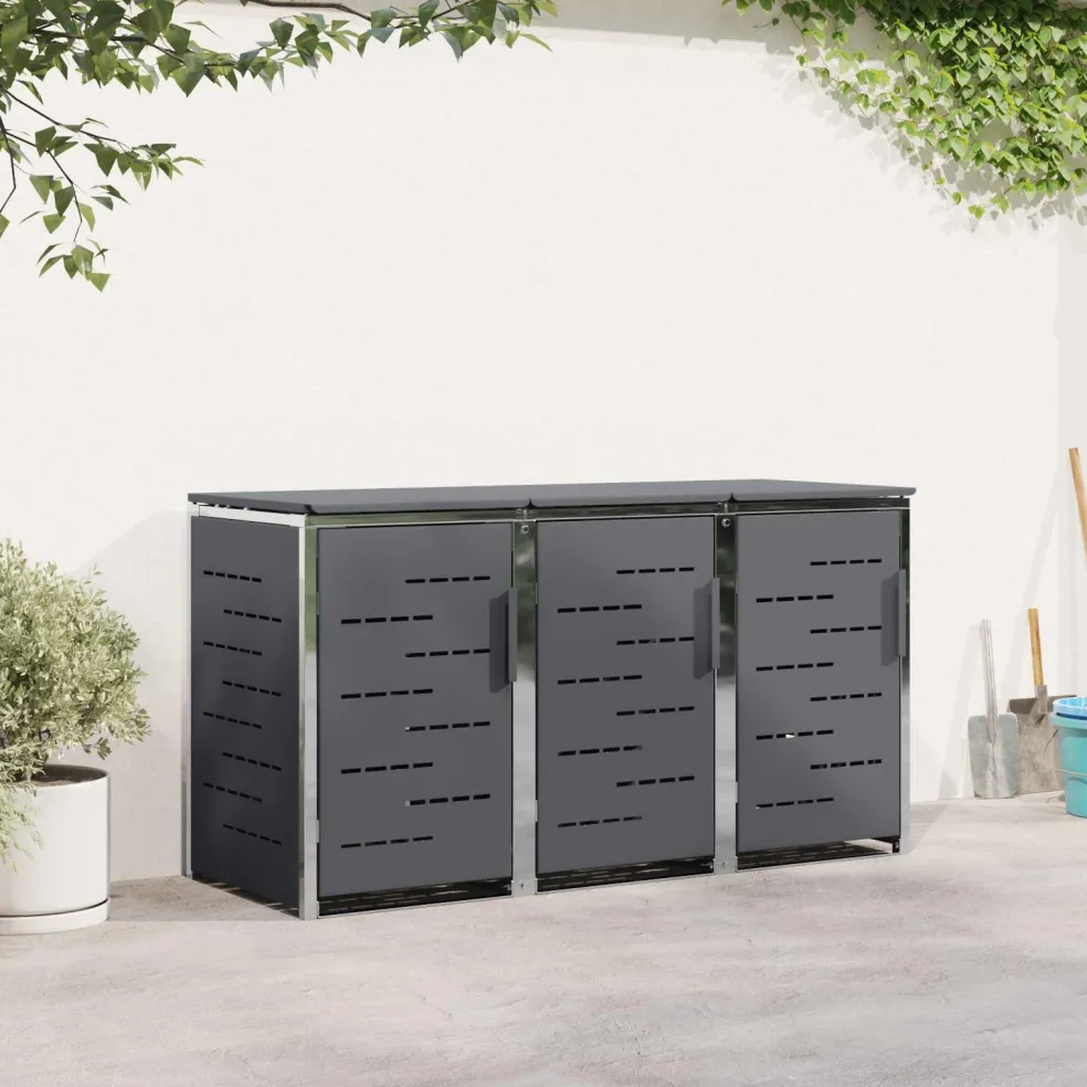 vidaXL Containerombouw for 3 Bins 240L Roestvrij staal