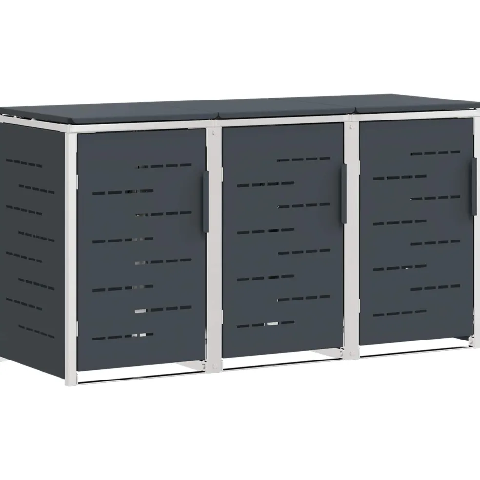 vidaXL Containerombouw for 3 Bins 240L Roestvrij staal