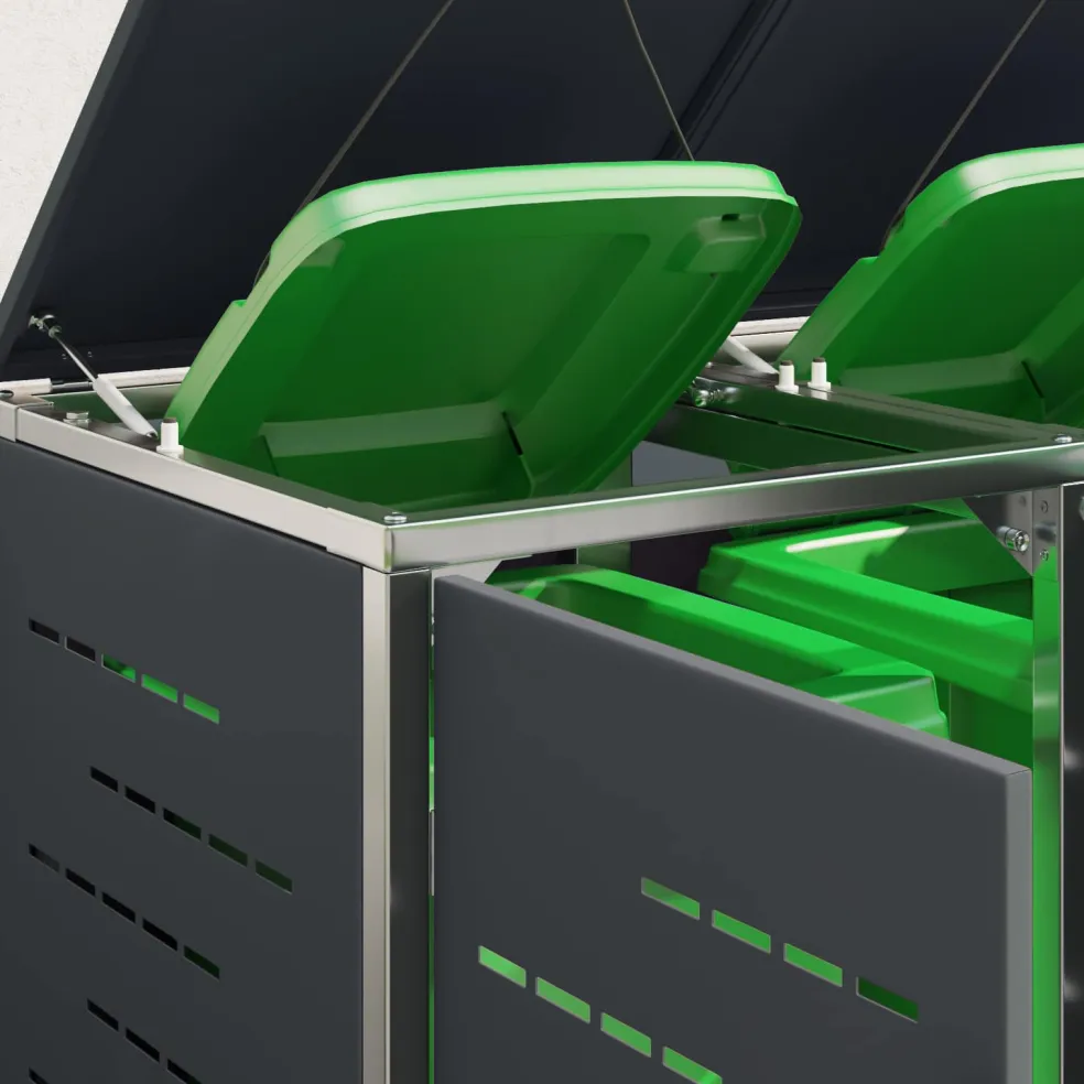 vidaXL Containerombouw for 3 Bins 240L Roestvrij staal
