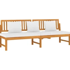 vidaxL Dagbed met crèmekleurig kussen 200x60x75 cm massief acaciahout