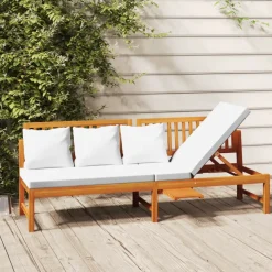 vidaxL Dagbed met crèmekleurig kussen 200x60x75 cm massief acaciahout