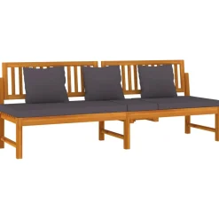 vidaxL Dagbed met grijs kussen 200x60x75 cm massief acaciahout