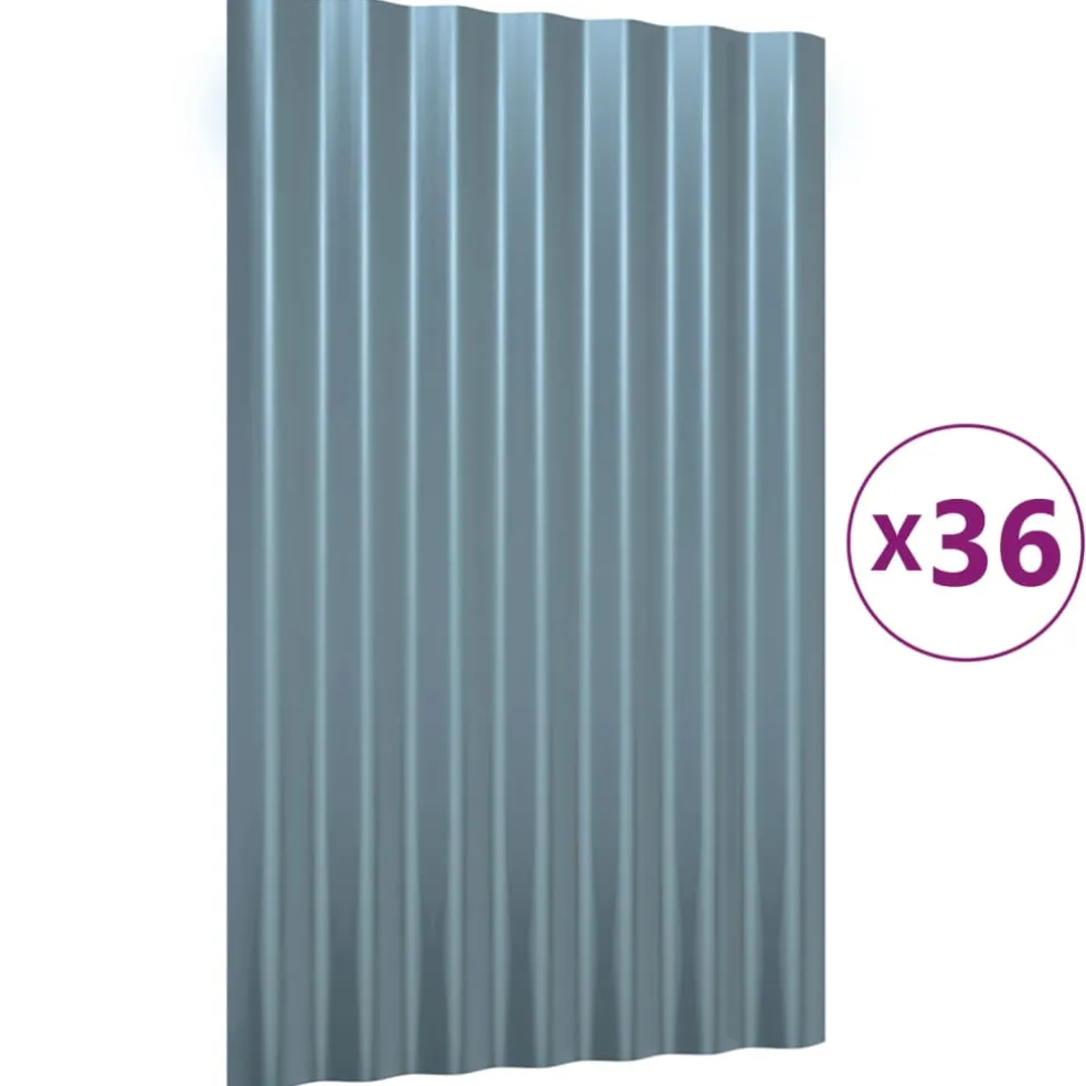 vidaXL Dakpanelen 36 st 60x36 cm gegalvaniseerd staal grijs