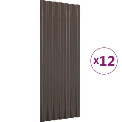 vidaXL Dakpanelen 12 st 100x36 cm gegalvaniseerd staal bruin