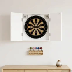 vidaXL Dartbord Kabinet ALKMAAR Wit 52,5 x 10,5 x 53,5 cm Bewerkt hout