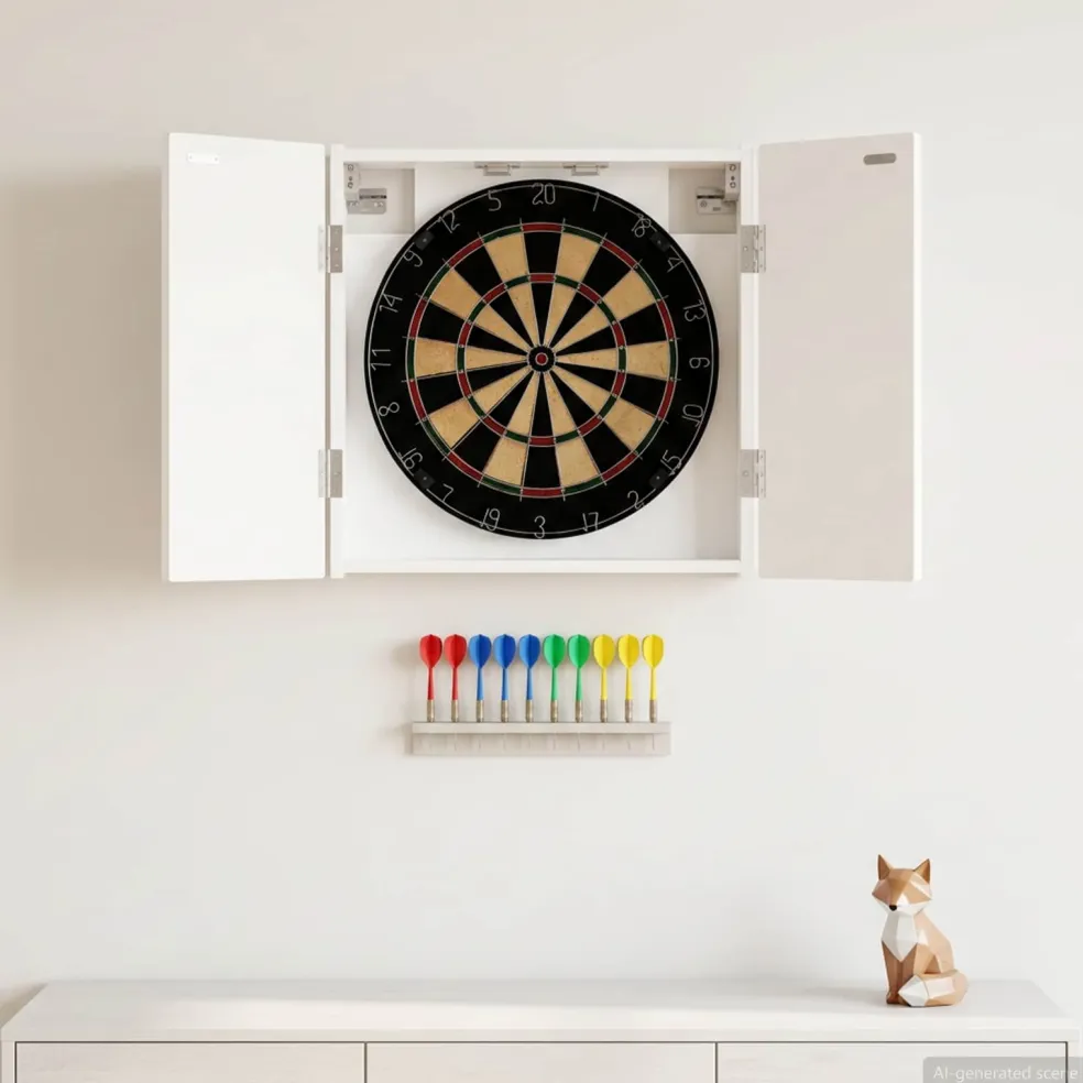 vidaXL Dartbord Kabinet ARNHEM Hoogglans Wit 52,5 x 10,5 x 53,5 cm