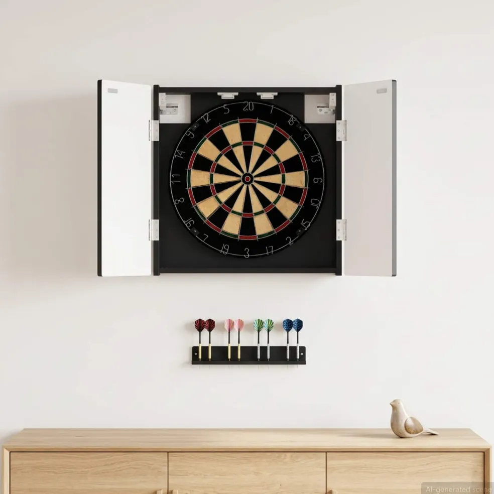 vidaXL Dartbord Kabinet ARNHEM Zwart 52,5 x 10,5 x 53,5 cm