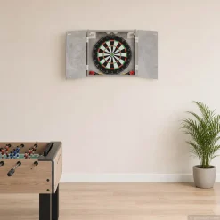 vidaXL Dartbord Kabinet Betongrijs 56 x 12 x 53,5 cm Bewerkt hout