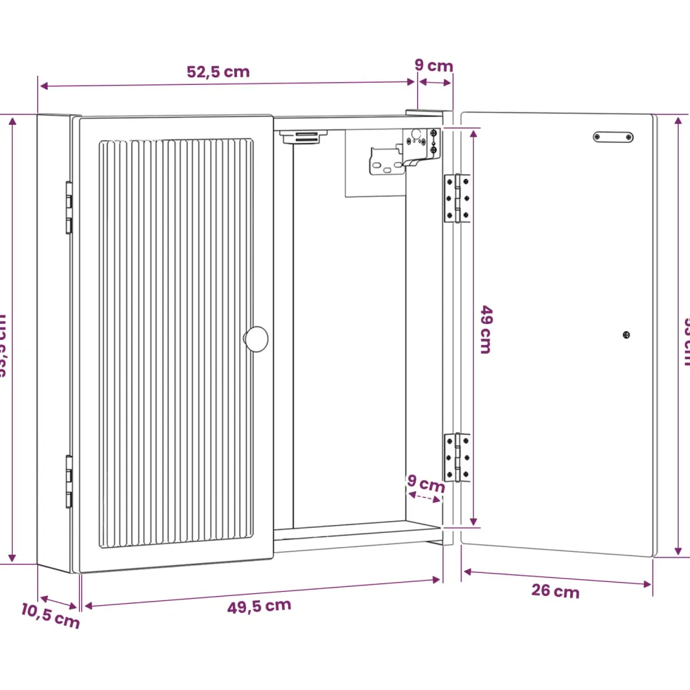 vidaXL Dartbord Kabinet EDE Wit 52,5 x 10,5 x 53,5 cm Bewerkt hout