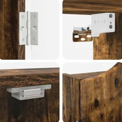 vidaXL Dartbord Kabinet Gerookt eiken 56 x 12 x 63 cm Bewerkt hout