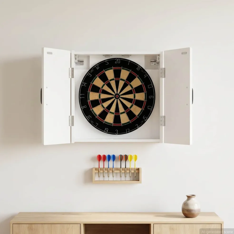 vidaXL Dartbord Kabinet UTRECHT Hoogglans Wit 52,5 x 10,5 x 53,5 cm