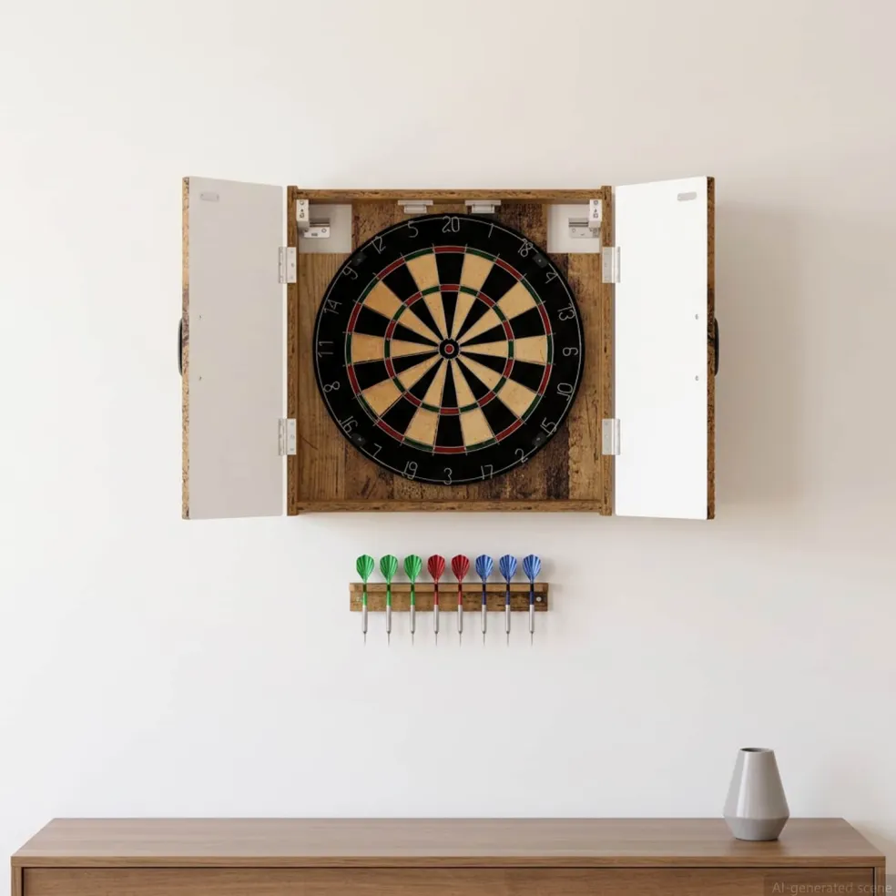 vidaXL Dartbord Kabinet UTRECHT Oud hout 52,5 x 10,5 x 53,5 cm