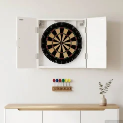 vidaXL Dartbord Kabinet UTRECHT Wit 52,5 x 10,5 x 53,5 cm Bewerkt hout