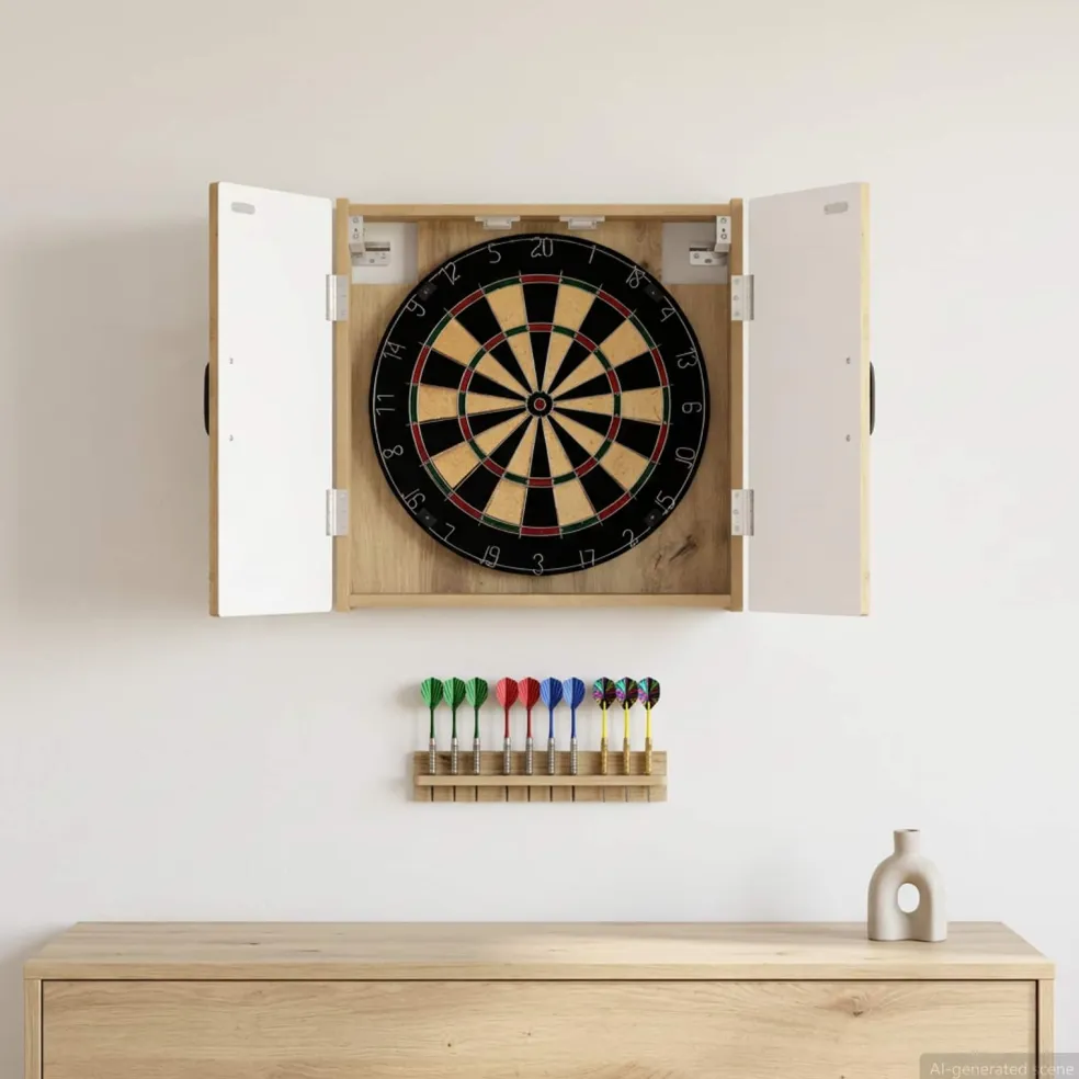 vidaXL Dartbord Kabinet UTRECHT Artisanaal eiken 52,5 x 10,5 x 53,5 cm