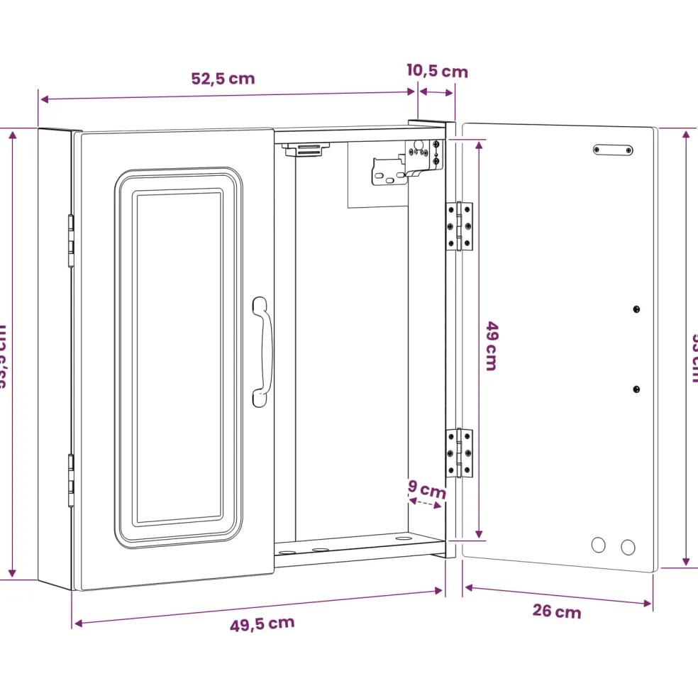 vidaXL Dartbord Kabinet UTRECHT Artisanaal eiken 52,5 x 10,5 x 53,5 cm