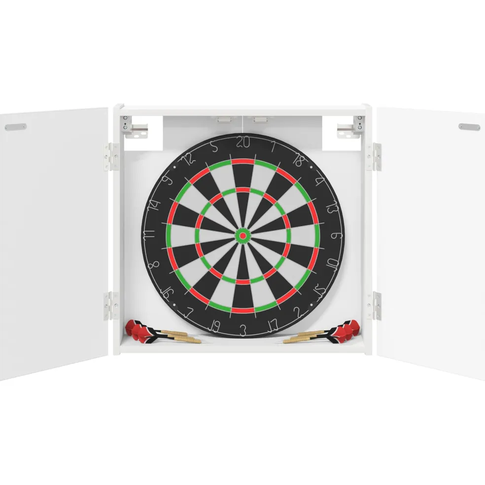 vidaXL Dartbord Kabinet Wit 56 x 12 x 53,5 cm Bewerkt hout