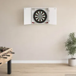 vidaXL Dartbord Kabinet Wit 56 x 12 x 53,5 cm Bewerkt hout